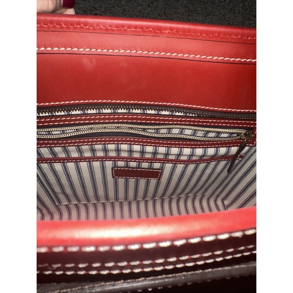 WOMENS Dooney & Bourke Leather Beacon Collection Slip Tote PURSE RED RTL$298 EUC - Picture 5 of 5